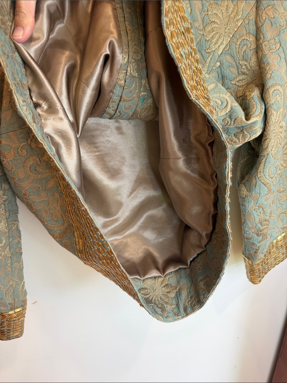 Soft Surroundings Exquisite Gold-Trim & Gold/Green Brocade Blazer, L - Chic - Picture 5 of 7